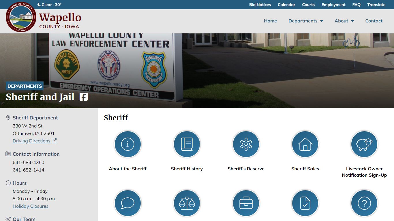 Sheriff and Jail - Wapello County Government - Iowa