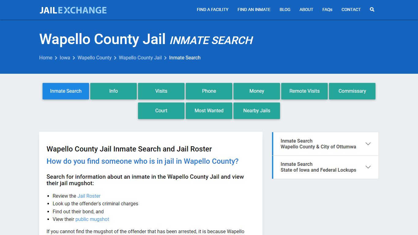 Inmate Search: Roster & Mugshots - Wapello County Jail, IA